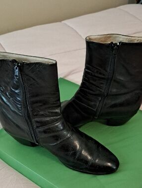 Black Leather Mens Ankle Boots with Side Zip